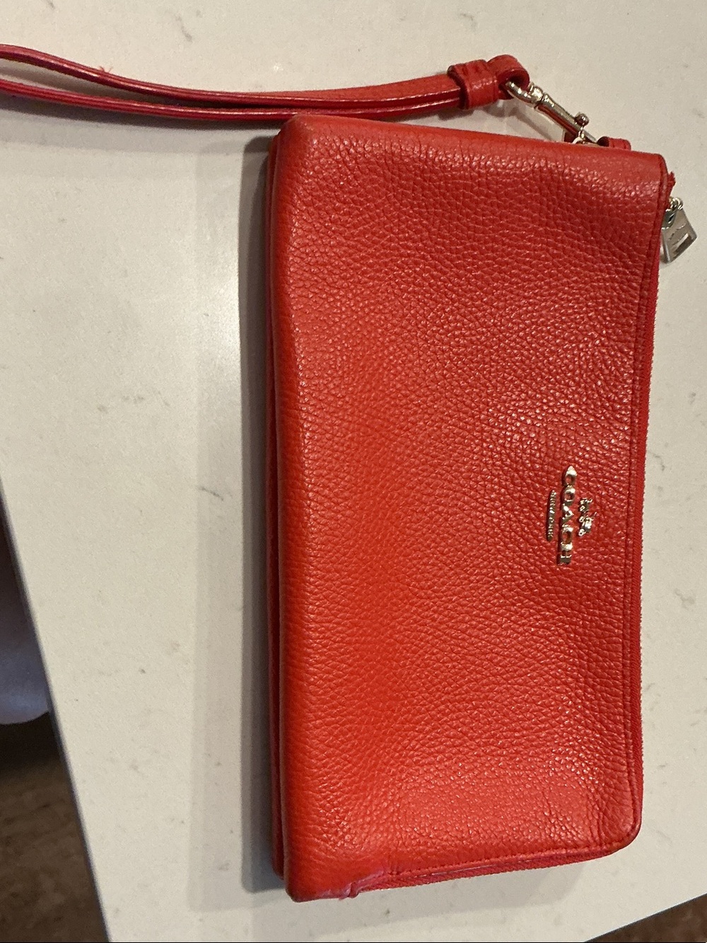 Coach Red Pebbled Leather Wristlet